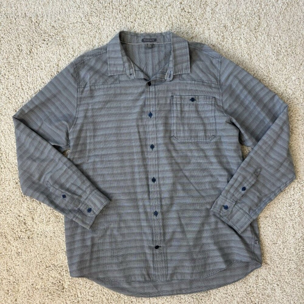 Toad&Co Men's Shirt XL Long Sleeve Button Down Blue Striped Toad and Co